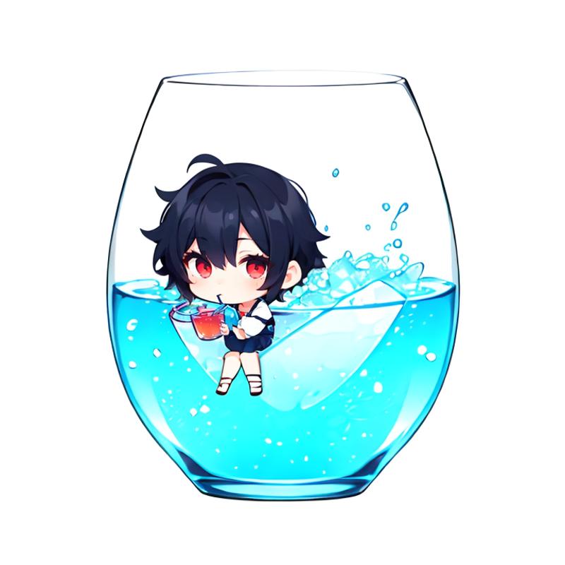 395897-2327177051-(chibi_1.2),in container, 1girl, solo,short hair,red eyes,blue skirt,black hair,full body, sitting ,(drinking glass_1.2),in drin.png